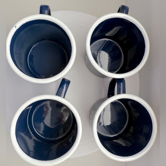 Navy Blue Enamel Mugs Set - "In Need of Vitamin Sea" - Picture 7 of 8